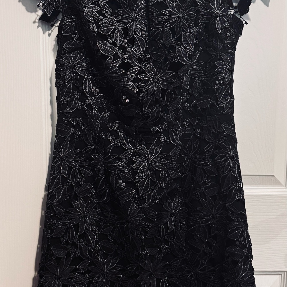 Milly Black Floral Lace Mini Dress